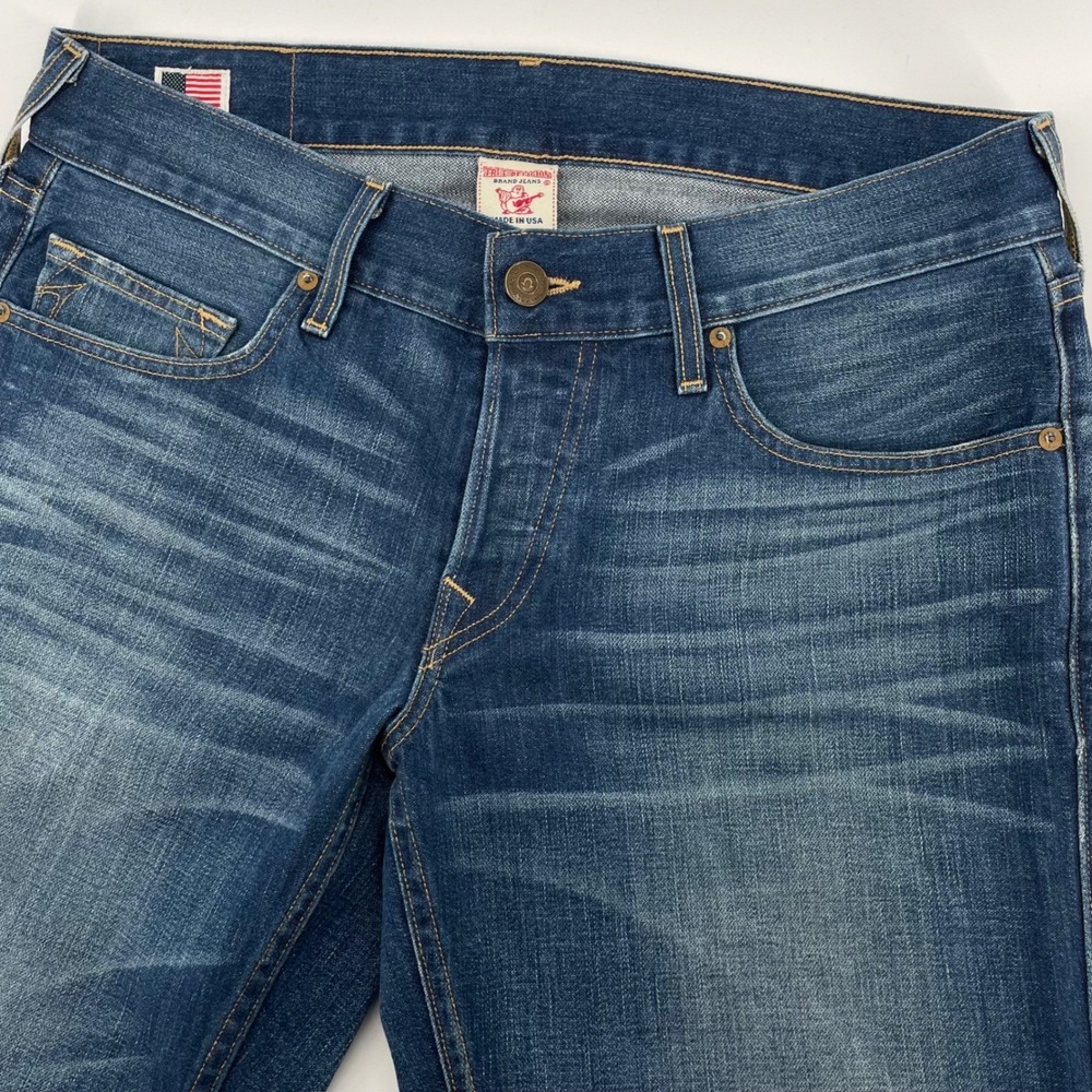 True Religion Bobby Men's Blue Straight Leg Jeans Made in USA Size 34